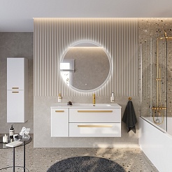 BelBagno Мебель для ванной Eco Cer-N 120-1 R bianco lucido CZR-8095-120-R ручки сатиновое золото – фотография-2