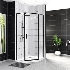 BelBagno Душевой уголок Uno 90/90 UNO-195-P-1-90-C-NERO стекло прозрачное – фотография-2