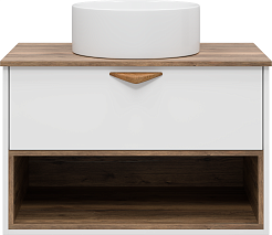 Brevita Тумба под раковину Bergen 80 подвесная дуб галифакс олово/белая – фотография-2