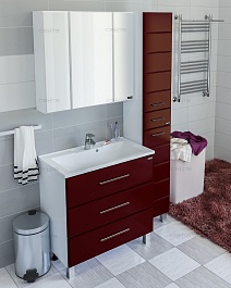 СанТа Мебель для ванной Омега 80 напольная бордовая – фотография-1