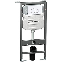 Ceramicanova Подвесной унитаз Metric Rimless с шумоизоляционной панелью CN1000 с системой инсталляции Envision кнопка Round белая – фотография-3