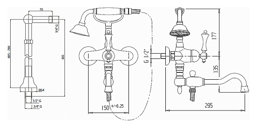 Cezares Смеситель напольный MARGOT-VDP2-01-Bi для ванны и душа – фотография-2