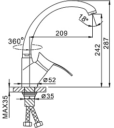 Frap Смеситель для кухни H01 F4101-13 красный – фотография-4