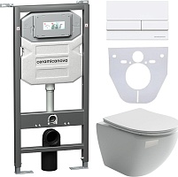 Ceramicanova Подвесной унитаз Metropol Rimless с шумоизоляционной панелью CN1000 с системой инсталляции Envision кнопка Flat белая