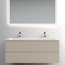 Sancos Тумба с раковиной Snob T 120 beige soft раковина Grace 121 CN7016 для двоих – фотография-2