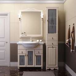 Opadiris Шкаф-пенал для ванной "Тибет 40" L слоновая кость – фотография-3