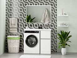 Misty Тумба с раковиной под стиральную машину Ингрид 100 R белая – фотография-16