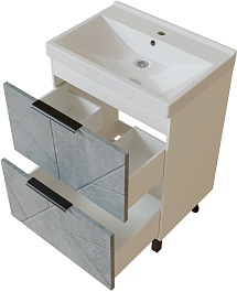 Mixline Тумба под раковину Гранд 60 бетон/белая – фотография-2