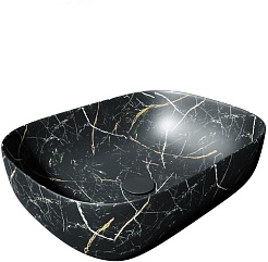 Teymi Раковина накладная Solli 50 Artceramic T50394 черный мрамор – фотография-1