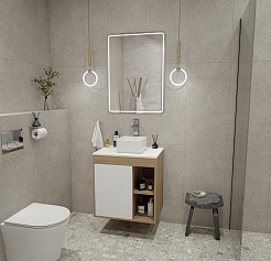 Teymi Тумба с раковиной Nura 70 дуб эврика/белый матовый T60528 раковина T50303 – фотография-2