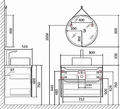 Jorno Тумба с раковиной Wood 80 белая столешница светлая – фотография-4