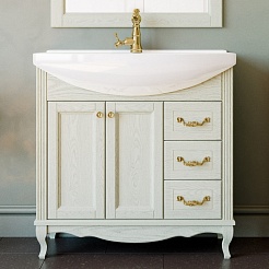 ValenHouse Тумба с раковиной Эллина 85 слоновая кость, фурнитура золото – фотография-1