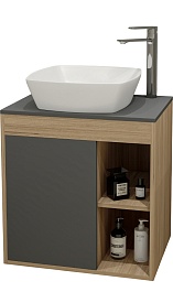 Teymi Тумба с раковиной Nura 70 дуб эврика/графит матовый T60530 раковина T50701 – фотография-1