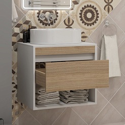 Teymi Тумба с раковиной Ritta 55 Lori 50 подвесная белый/дуб – фотография-3