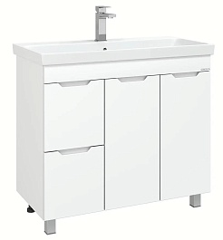 Onika Тумба под раковину Айленд 90 напольная белая с корзиной – фотография-1