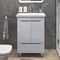 Vigo Мебель для ванной Grani 600-2-1 белая/дуб золотой – фотография-4