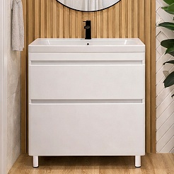 Vivon Тумба с раковиной Atwood 80 напольная белая матовая – фотография-1