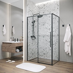 Grossman  Душевой уголок Galaxy 100x80x195 профиль черный матовый стекло прозрачное – фотография-6
