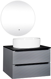 Runo Мебель для ванной Орлеан 70 Ovale подвесная серая/черная – фотография-1