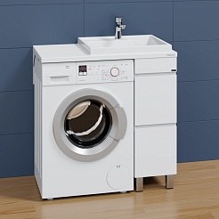 СанТа Мебель для ванной под стиральную машину Марс 90 R 2 ящика белая – фотография-4