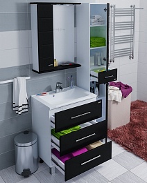 СанТа Мебель для ванной Омега 65 L напольная черная – фотография-2