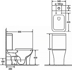 Azario Унитаз-компакт Fretta Square AZ-5121 безободковый с бачком с сиденьем микролифт белый – фотография-15