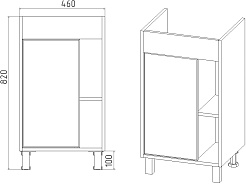 Viant Тумба под раковину Бостон 50 графит/дуб вотан – фотография-5