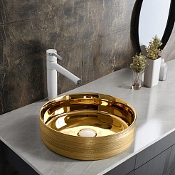 Ceruttispa Раковина накладная 36 CR7044AS золото – фотография-3