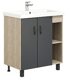 Onika Тумба под раковину Тимбер 90 напольная графит/дуб сонома правая – фотография-1