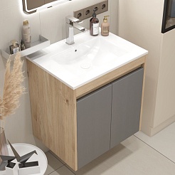 Teymi Тумба с раковиной Netta 60 подвесная дуб/графит – фотография-4