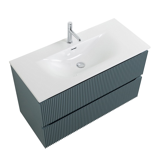 BelBagno Тумба с раковиной Uno 100 подвесная Голубой матовый с раковиной BB-8099-100 – картинка-9