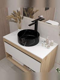 Teymi Накладная мебельная раковина Lina D35 мрамор чёрный матовый T50183 – фотография-10