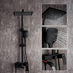 Gappo Душевая стойка G07-6 G2407-6 черная – фотография-3