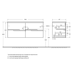 Cezares Тумба под раковину Duet-N 120 с 4 ящиками подвесная grafito – фотография-10