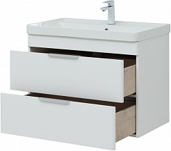 Aquanet Мебель для ванной Ирис New 80 2 ящика подвесная белая глянцевая – фотография-9