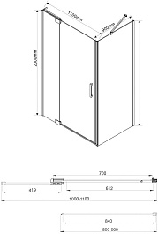 Vincea Душевой уголок Extra 100/110x90 VSR-1E101190CL профиль хром стекло прозрачное – фотография-5