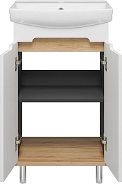 Misty Тумба под раковину Сканди 50 белая/дуб крафт золотой/антрацит – фотография-5