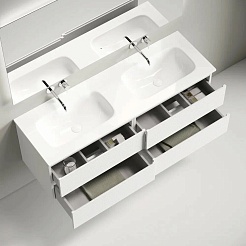 Sancos Тумба с раковиной Folk 140 bianco раковина Grace 141 с двумя чашами CN7022wx – фотография-6