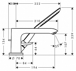 Hansgrohe Смеситель Metris 31190000 на борт ванны – фотография-3