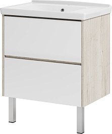 Misty Тумба с раковиной Мускат 70 дуб галифакс белый/белая – фотография-2