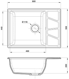 Granfest Мойка кухонная GF-V680L бежевый – фотография-3