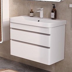 Equil Тумба под раковину Soldi 80 2 ящика подвесная белый софт – фотография-3