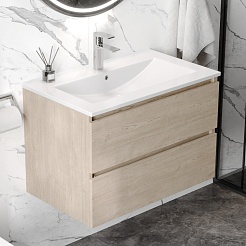 Teymi Тумба с раковиной Laina 75 подвесная дуб светлый – фотография-2