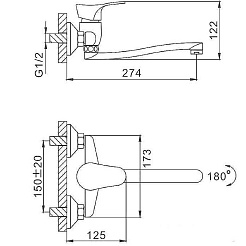 Frap Смеситель для кухни H14 F4614-B хром – фотография-2