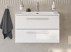 Cezares Тумба с раковиной Eco Cer-N 80 bianco opaco CZR-8073-80 ручки сатин – фотография-1