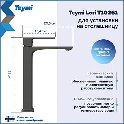 Teymi Смеситель для раковины чаши Lori T10261 графит матовый – фотография-15