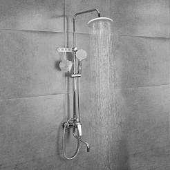 Frap Душевая стойка F24001 с крючками хром – фотография-2