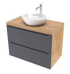 Зов Тумба под раковину Дион 100 подвесная под столешницу матовый графит/дуб – фотография-1