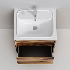 Am.Pm Тумба с раковиной Func 60 подвесная темное дерево – фотография-5