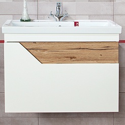 Бриклаер Мебель для ванной Брайтон 80 (Фостер) белая матовая/дуб кера – фотография-3